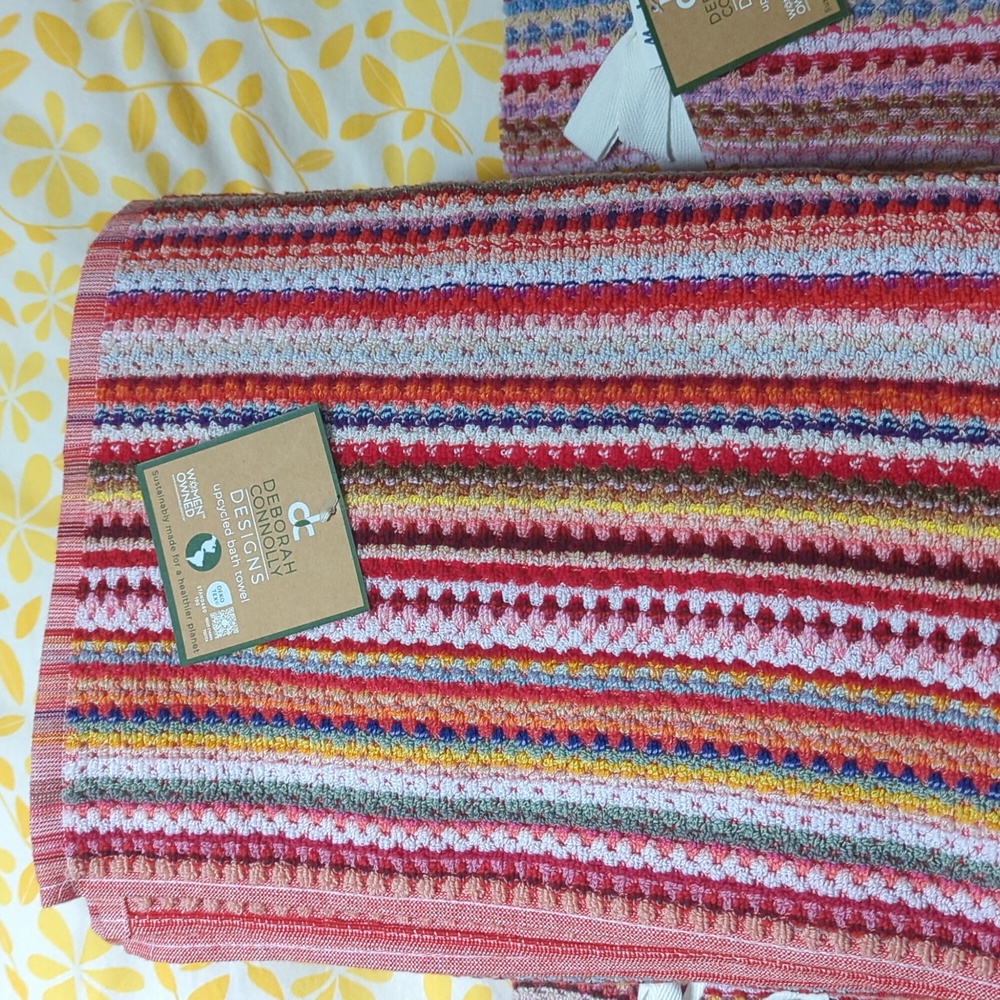 Deborah Connolly Designs Colorful Striped Towels Set - Picture 3 of 4
